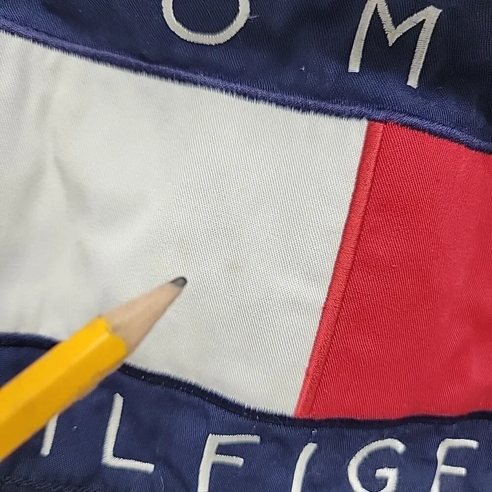 Vintage Tommy Hilfiger Canvas Backpack 1990s Nap Sack Tote Bag Big Flag Cotton - Picture 3 of 16